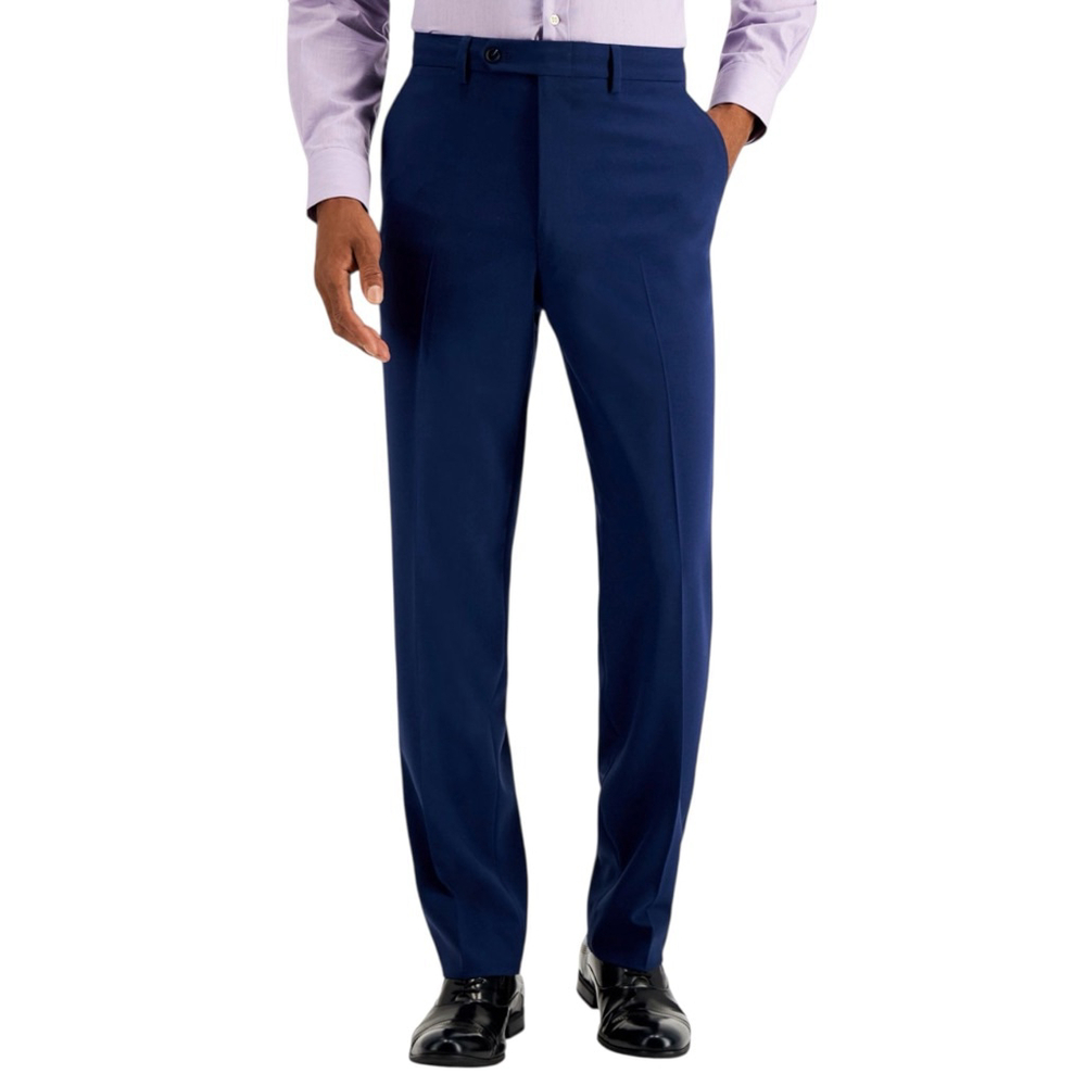 NAUTICA Men's Modern-Fit Bi-Stretch Suit Trouser Pants Solid Blue 43 x 32